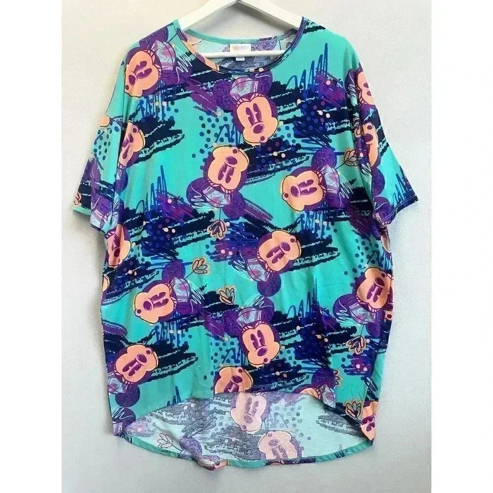 LuLaRoe Irma Disney Mickey Mouse Mid Sleeve Tunic T-Shirt Sz Medium Hi Low